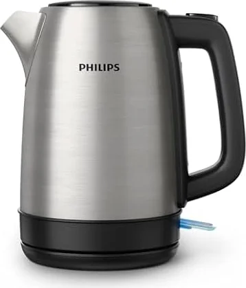 Philips Hervidor de Agua - 1.7L, Tapa con Resorte, Indicador Luminoso, Acero Inox, Base con Giro (HD9350/90)