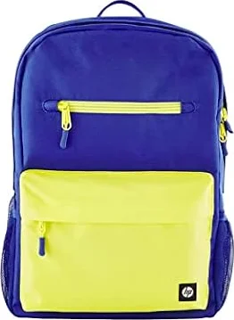 HP Campus Mochila para Portatiles de hasta 15,6" (Capacidad 17 L, Impermeable, Cremallera Doble con Candado, Correas Ligeras y Acolchadas, Bolsillo Flotante) Color Azul y Lima