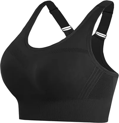 Litherday Sujetador Deportivo Mujer Alto Impacto sin Aros con Almohadillas Extraíbles Bra Deportivo Push Up para Yoga Running Fitness y Entrenamiento Tallas Negro M