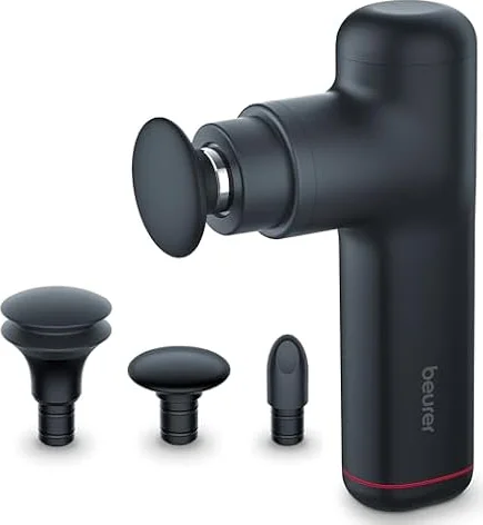 Beurer MG 79 Massage Gun Sensitive, Pistola de masaje muscular y compacta con 3 accesorios, suave masaje de puntos gatillo para zonas sensibles del cuerpo con 3 niveles de intensidad
