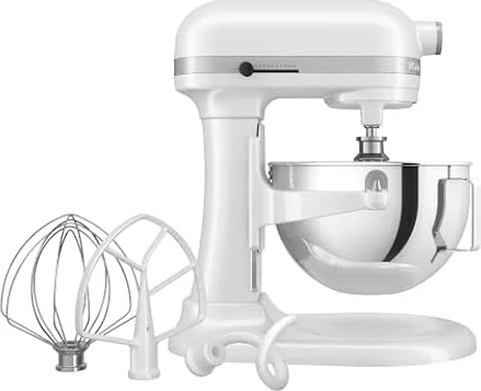 KitchenAid Batidora Amasadora Bowl-Lift 5.2L Heavy Duty, Cuerpo y Engranajes Metálicos, 11 Velocidades, Flex Edge, 67 Puntos de Contacto, Blanco