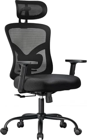 NOBLEWELL Silla de Oficina Ergonómica con Soporte Lumbar, Reposacabezas 2D, Reposabrazos Ajustable, Cojín Mejorado, Inclinación de 130°, Silla para Oficina en Casa