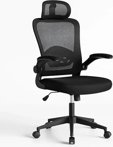 T-LOVENDO.ES Silla de Oficina Ergonómica, de Escritorio, Ejecutiva, Giratoria con Ruedas, de Juegos de Malla Transpirable, con Reposacabezas y Apoyabrazos Ajustable, Soporte Lumbar para Oficina, Casa
