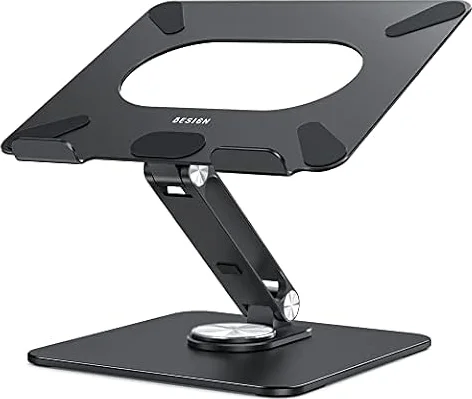 BESIGN LSX7 Soporte Portátiles con Base Giratoria de 360 Grados, Soporte Ergonómico para Portátiles, Soporte para Elevador de Ordenadores Compatible con Portátiles de Entre 10-14"