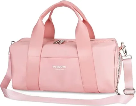 Pequeña Bolsa De Deporte para Mujeres, Niñas y Niños,Diseño para Fitness,Entrenamiento, Baile, Ballet, Natación con Zapatero Independiente y Bolsillo Impermeable(Rosa,40x19x20 cm,15L)