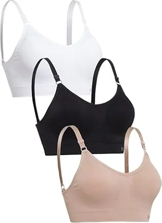 Channo Sujetador Deportivo de Licra Casual Cómodo sin Aros y sin Costuras, con Relleno Extraíble - Pack de 3, Surtido, L/XL