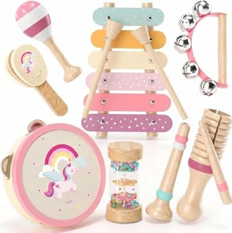 Lehoo Castle Instrumentos Musicales Bebe Madera Juguetes 1 Año- Unicornio