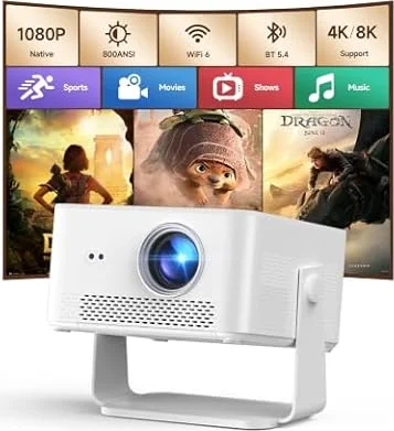 Smart Proyector 4K Supporto Android 14 — Proyector Portatil 1080P 800 ANSI