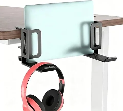 2 Unidades de Almacenamiento Ajustable para Computadora Portátil, Ajustable soporte Portatil Mesa Organizador de Escritorio Lateral, Sin Taladrar Soporte para Laptop para Escritorio Lateral(Negro)