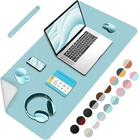 Alfombrilla de escritorio de oficina doble cara, almohadilla protectora de piel sintética impermeable, almohadilla de mouse grande para laptop, protector de doble uso