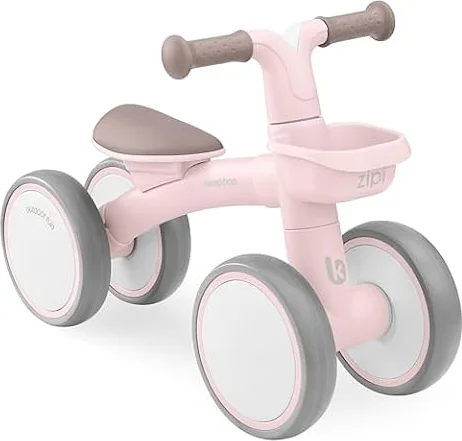 KikkaBoo Bicicleta Sin Pedales ZIPI, Correpasillos Bebé de 1 a 3 Años, Bicicleta Equilibrio, Bici Bebé con Canasta, Ajustable, Juguete para Niños, Rosa