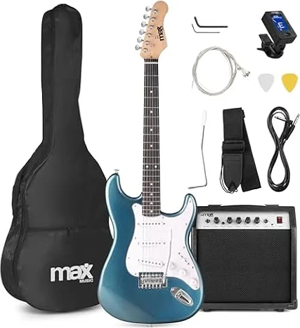 MAX GigKit - Guitarra eléctrica 4/4 color Petrol para principiantes
