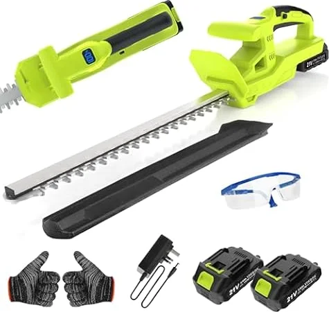 Cortasetos inalámbrico VOERJIA de 20 Pulgadas, 2 baterías de 2000 mAh, 21 V, Cuchilla de Doble acción de 50 cm, 750 W para jardín, arbustos y Plantas de Borde.