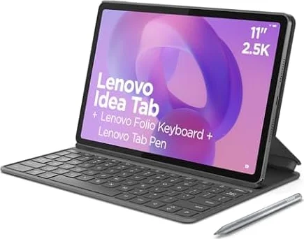 Lenovo Idea Tab – Tablet 11" 2.5K (MediaTek Dimensity 6300, 8 GB RAM, 256 GB UFS, 90 Hz, 4 Altavoces, Wi-Fi 5, Bluetooth 5.2, Android 15) Color Gris – Incluye Teclado Folio + Tab Pen