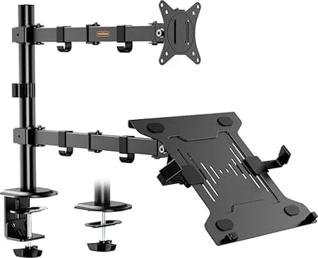 VonHaus Soporte para Monitor y Portátil de Escritorio – Brazo para Monitor de 13-32" de Altura Ajustable y Abrazaderas de Fácil Montaje - Giro, Inclinación y Rotación Totales - VESA 75x75, 100x100 mm