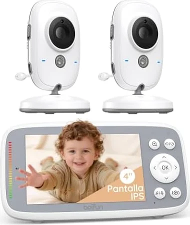 BOIFUN Camara Vigilancia Bebe 2 Camaras sin WiFi, Nocturna Invisible,4" IPS