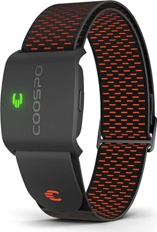 COOSPO HW9 Pulsómetros HRV Zona de Frecuencia Cardíaca Banda Bluetooth5.0 Ant+ con Memoria Sensor LED, IP67 Impermeable Rechargeable Heart Rate Monitor Bracelet Compatible con Wahoo Strava Polar
