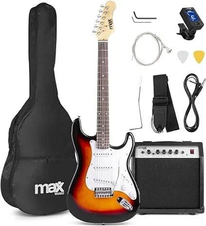MAX GigKit - Guitarra eléctrica de iniciación color sunburst clásico