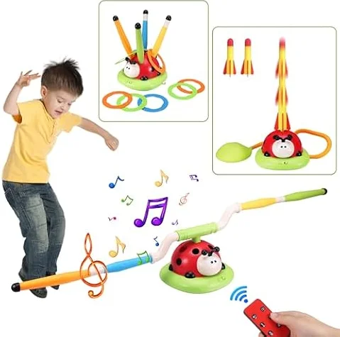 Fuera Juguetes Niños, Salto Musical, Toss Ring Game Toys, Cohete Lanzador