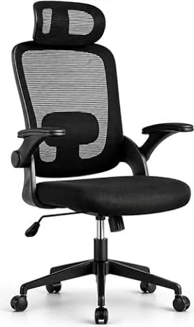 Silla de Oficina | Escritorio o Estudio Ergonómica con Ruedas | Reposacabezas y Reposabrazos Ajustables | Soporte Lumbar | Respaldo de Malla Transpirable | Altura Regulable | Ideal casa o Trabajo
