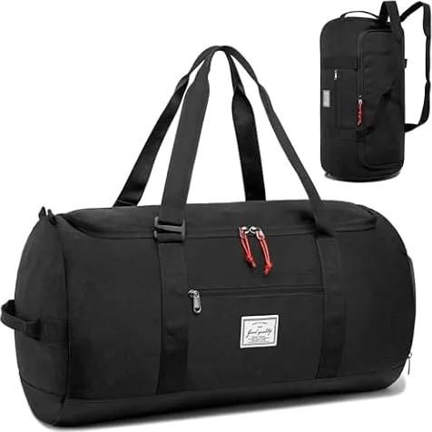 Bolsa de deporte para hombre, grande, 60 L, bolsa de viaje, bolsa de deporte, mochila con compartimento para zapatos, bolsa de entrenamiento para mujer, bolsa de fitness, bolsa de gimnasio, Negro