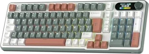 RK ROYAL KLUDGE S98 ES Teclado Mecánico con Smart Display y Botón, Montaje Superior 96% Teclado Mecánico Inalámbrico BT/2.4G/USB-C, Hot-Swappable, Soporte de Software, 98 Teclas, QWERTY Español