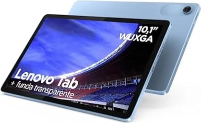 Lenovo Tab – Tablet 10.1" WUXGA (MediaTek Helio G85, 4 GB RAM, 128 GB, 60 Hz, 2 Altavoces, Wi-Fi 5, Bluetooth 5.3, Android 14) Color Azul Polar – Incluye Case Transparente con Soporte Incorporado