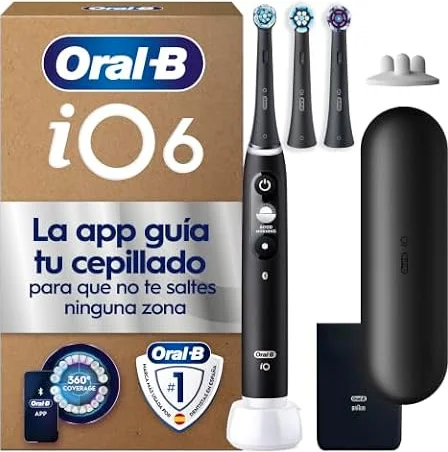 Oral-B iO 6 Cepillo de Dientes Eléctrico, con 3 Cabezales, Negro