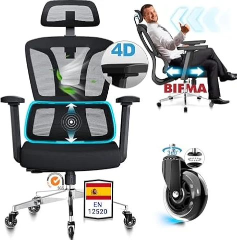 MELOKEA Silla de Oficina Ergonómica,Silla Escritorio 200KG, Hogar y Oficina