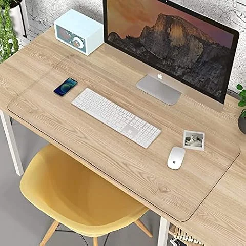 YURO Almohadilla de escritorio de oficina, 90 x 60 cm, PVC transparente, antideslizante, impermeable, cubierta de mesa, para teclado, mouse, laptop, protector de escritorio con borde redondo
