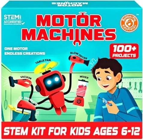 Butterfly EduFields Más de 100 juguetes STEM para niños y niñas de 8 a 13 años, kit de proyectos STEM para niños de 6, 7, 8, 9, 10, 12 años, máquinas de motor, juguetes de robótica e ingeniería