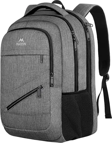 MATEIN Mochila Portatil 17 Pulgadas Grande, Mochilas Escolares, Gris