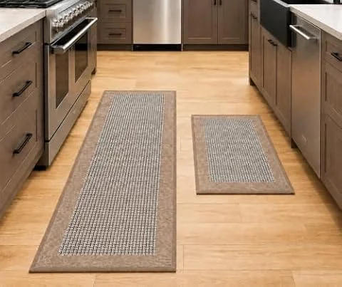 SIANIRA Alfombra Cocina (Beige, Set 2 Piezas (44x75 + 44x150 cm))