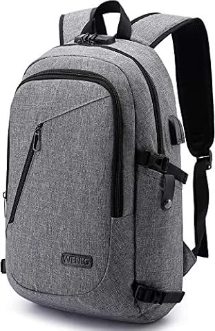 Mochila antirrobo, mochila para laptop de negocios con puerto de carga USB y puerto de auriculares con bloqueo, bolsa delgada resistente al agua, mochila para computadora portátil de 15.6 pulgadas
