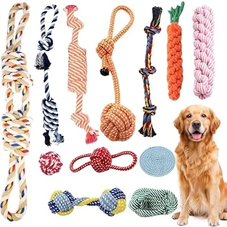 Juguetes para Perros,12 Piezas Juguete para Morder para Perro, Juguetes Perro,Cuerda de Perro de Juguete,para Limpiar los Dientes de los Perros Pequeño y Mediano