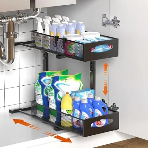 Housolution Organizador Estanteria Almacenamiento Bajo Fregadero, Negro