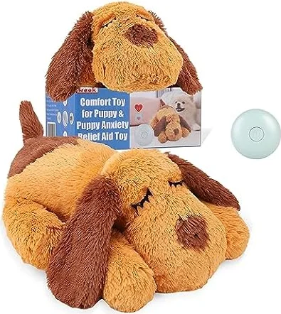 WEOK Juguete de latido del corazón para cachorros, juguete para aliviar la ansiedad por separación, latido del corazón de cachorro, juguete de peluche calmante para la ansiedad y el comportamiento