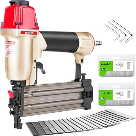 meite F50C Clavadora Brad Neumática 18GA con 2.000 Clavos de 32 y 50 mm, Pistola Compacta con Nariz de Seguridad, Compatible con Clavos Brad de 15-50 mm