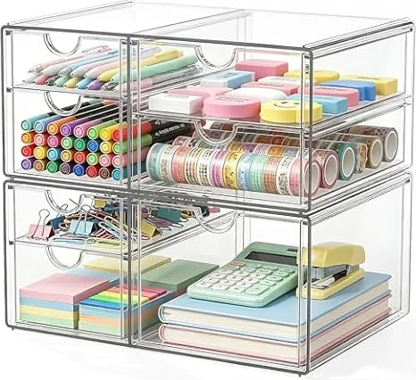 GoMaihe Organizador de Escritorio Acrílico 7 Cajones Pack de 2