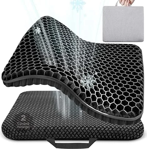Vmingo Cojin de Gel,Cojin Silla Oficina,Cojín antiescaras Suave y cómodo con Funda extraíble,Apoyo Transpirable con Funda Antideslizante, Ideal para Coche, Oficina y Silla Ruedas (Negro)