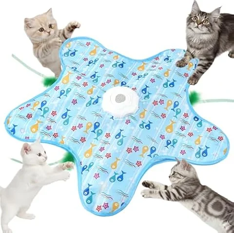 AUYAO Juguete Interactivo Gatos, Eléctrico Recargable, Patrón Pez
