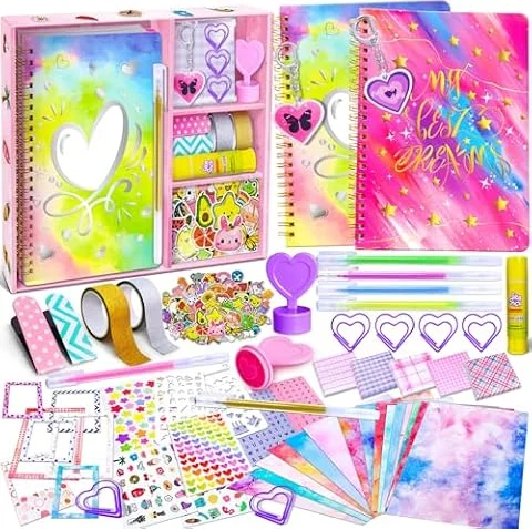 PATIFEED Kit de Diario de Bricolaje para Niñas, Juego de 2 Diarios para Adolescentes, Suministros para álbumes de Recortes y Diarios para Edades de 8 a 14 Años